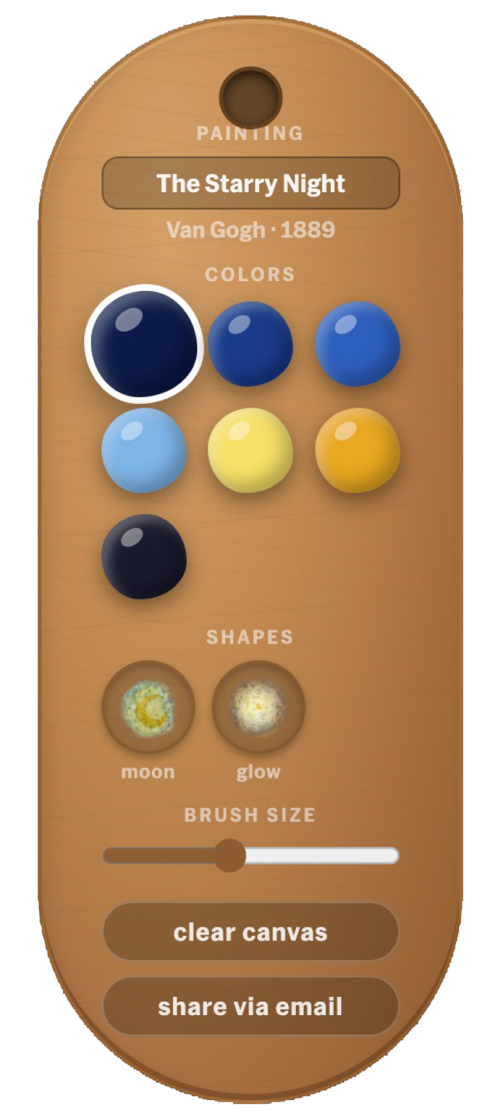 UI for the canvas palette